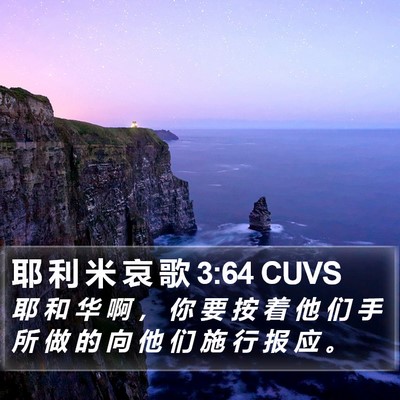 耶 利 米 哀 歌 3:64 CUVS Bible Verse Image
