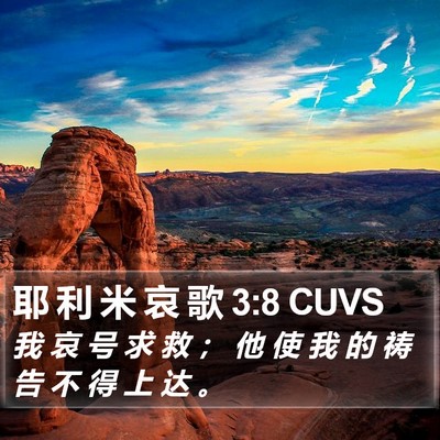 耶 利 米 哀 歌 3:8 CUVS Bible Verse Image