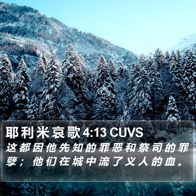 耶 利 米 哀 歌 4:13 CUVS Bible Verse Image