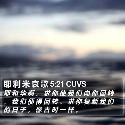 耶 利 米 哀 歌 5:21 CUVS Bible Verse Image