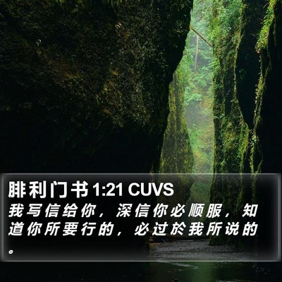 腓 利 门 书 1:21 CUVS Bible Verse Image