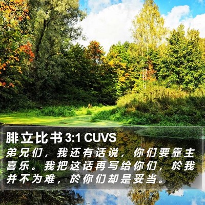 腓 立 比 书 3:1 CUVS Bible Verse Image