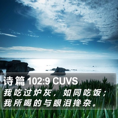 诗 篇 102:9 CUVS Bible Verse Image