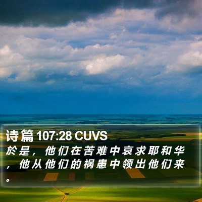 诗 篇 107:28 CUVS Bible Verse Image