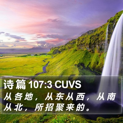 诗 篇 107:3 CUVS Bible Verse Image