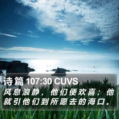 诗 篇 107:30 CUVS Bible Verse Image