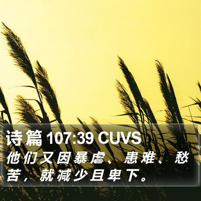 诗 篇 107:39 CUVS Bible Verse Image