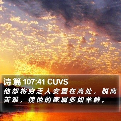 诗 篇 107:41 CUVS Bible Verse Image