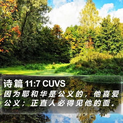 诗 篇 11:7 CUVS Bible Verse Image