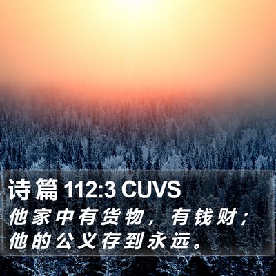 诗 篇 112:3 CUVS Bible Verse Image