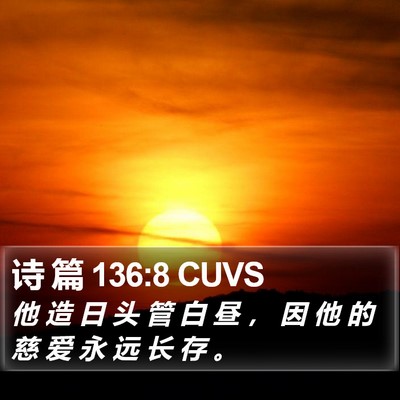 诗 篇 136:8 CUVS Bible Verse Image