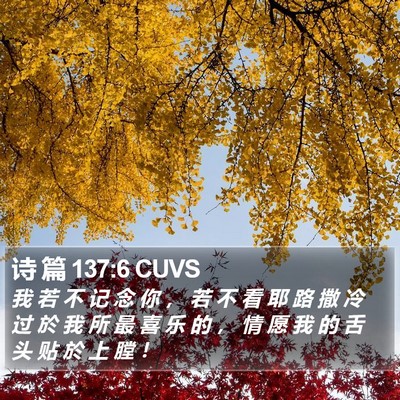 诗 篇 137:6 CUVS Bible Verse Image