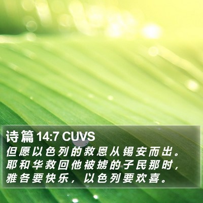 诗 篇 14:7 CUVS Bible Verse Image