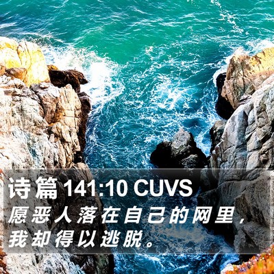 诗 篇 141:10 CUVS Bible Verse Image