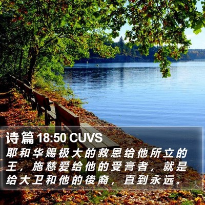 诗 篇 18:50 CUVS Bible Verse Image