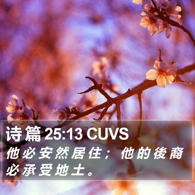 诗 篇 25:13 CUVS Bible Verse Image
