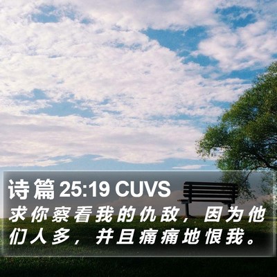 诗 篇 25:19 CUVS Bible Verse Image