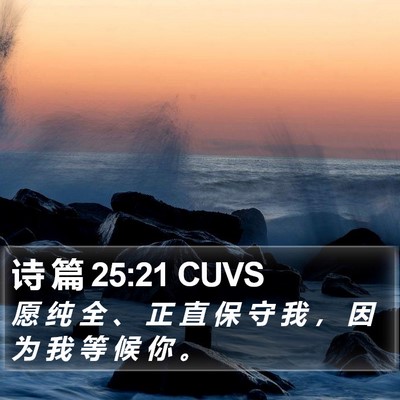 诗 篇 25:21 CUVS Bible Verse Image