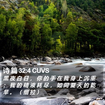 诗 篇 32:4 CUVS Bible Verse Image