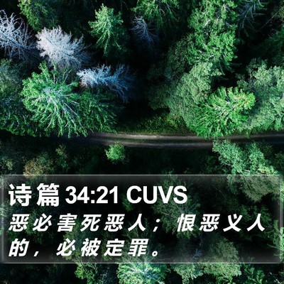 诗 篇 34:21 CUVS Bible Verse Image