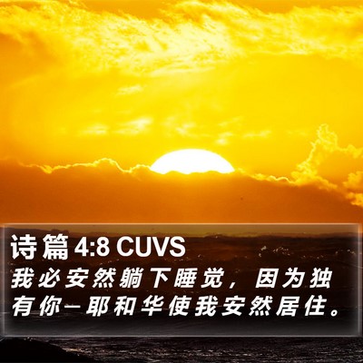 诗 篇 4:8 CUVS Bible Verse Image