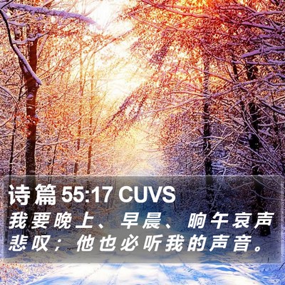 诗 篇 55:17 CUVS Bible Verse Image