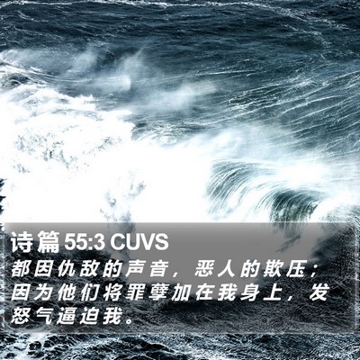 诗 篇 55:3 CUVS Bible Verse Image