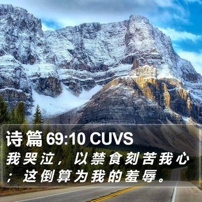 诗 篇 69:10 CUVS Bible Verse Image