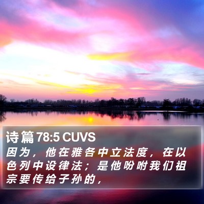 诗 篇 78:5 CUVS Bible Verse Image