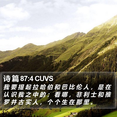 诗 篇 87:4 CUVS Bible Verse Image