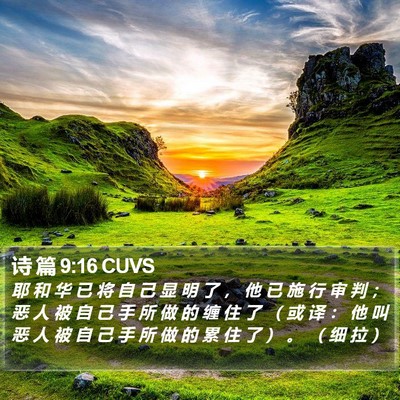 诗 篇 9:16 CUVS Bible Verse Image