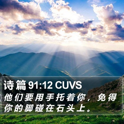诗 篇 91:12 CUVS Bible Verse Image