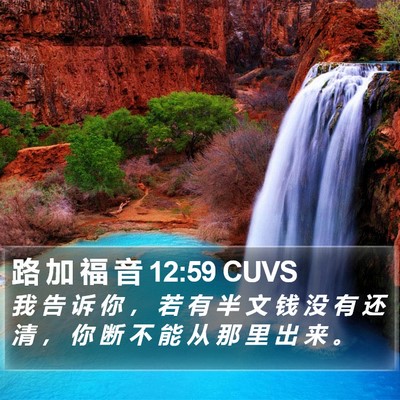 路 加 福 音 12:59 CUVS Bible Verse Image