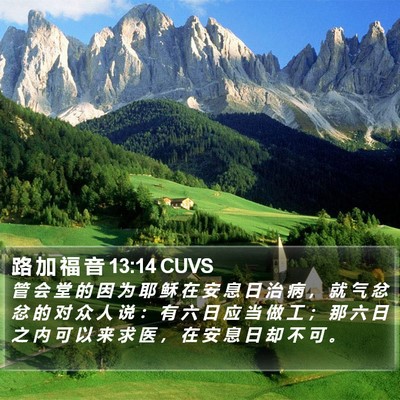 路 加 福 音 13:14 CUVS Bible Verse Image