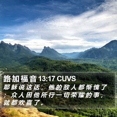 路 加 福 音 13:17 CUVS Bible Verse Image