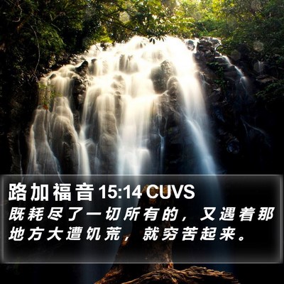 路 加 福 音 15:14 CUVS Bible Verse Image