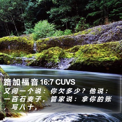 路 加 福 音 16:7 CUVS Bible Verse Image