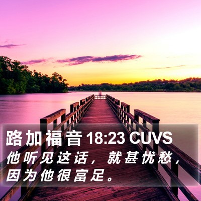 路 加 福 音 18:23 CUVS Bible Verse Image