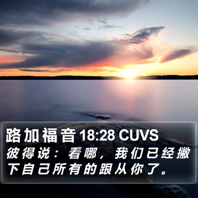 路 加 福 音 18:28 CUVS Bible Verse Image