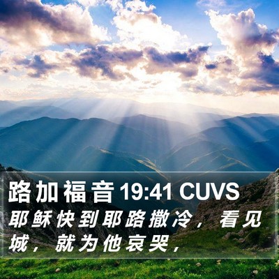 路 加 福 音 19:41 CUVS Bible Verse Image