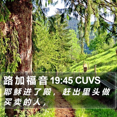 路 加 福 音 19:45 CUVS Bible Verse Image