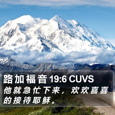 路 加 福 音 19:6 CUVS Bible Verse Image