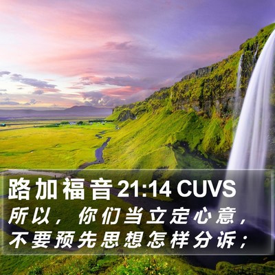 路 加 福 音 21:14 CUVS Bible Verse Image