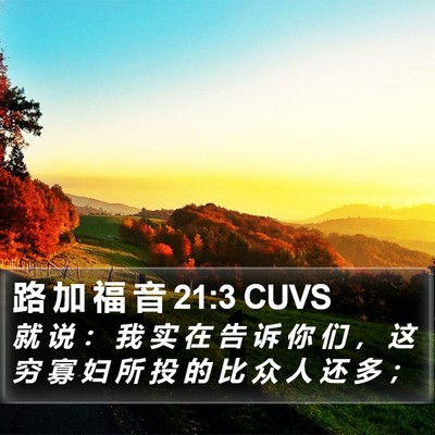 路 加 福 音 21:3 CUVS Bible Verse Image