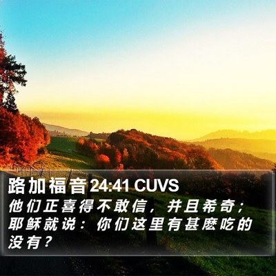 路 加 福 音 24:41 CUVS Bible Verse Image