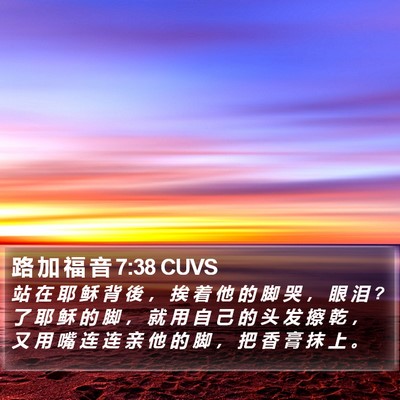 路 加 福 音 7:38 CUVS Bible Verse Image