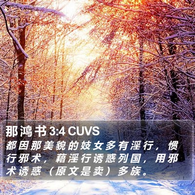 那 鸿 书 3:4 CUVS Bible Verse Image