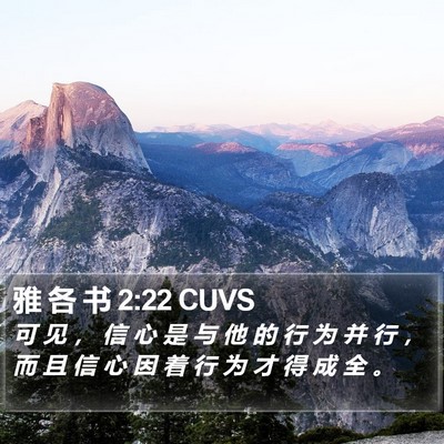 雅 各 书 2:22 CUVS Bible Verse Image