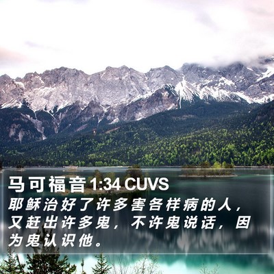 马 可 福 音 1:34 CUVS Bible Verse Image