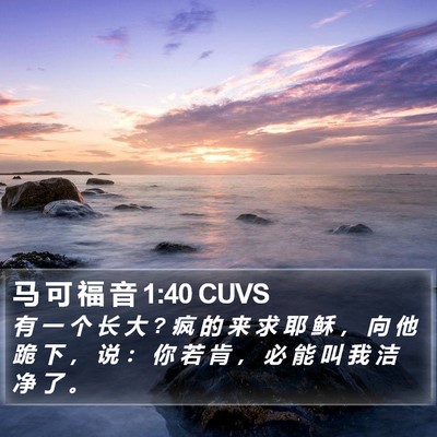 马 可 福 音 1:40 CUVS Bible Verse Image